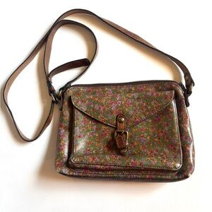 Vintage Patricia Nash Avellino Full-Grain Leather Crossbody Bag in Floral
